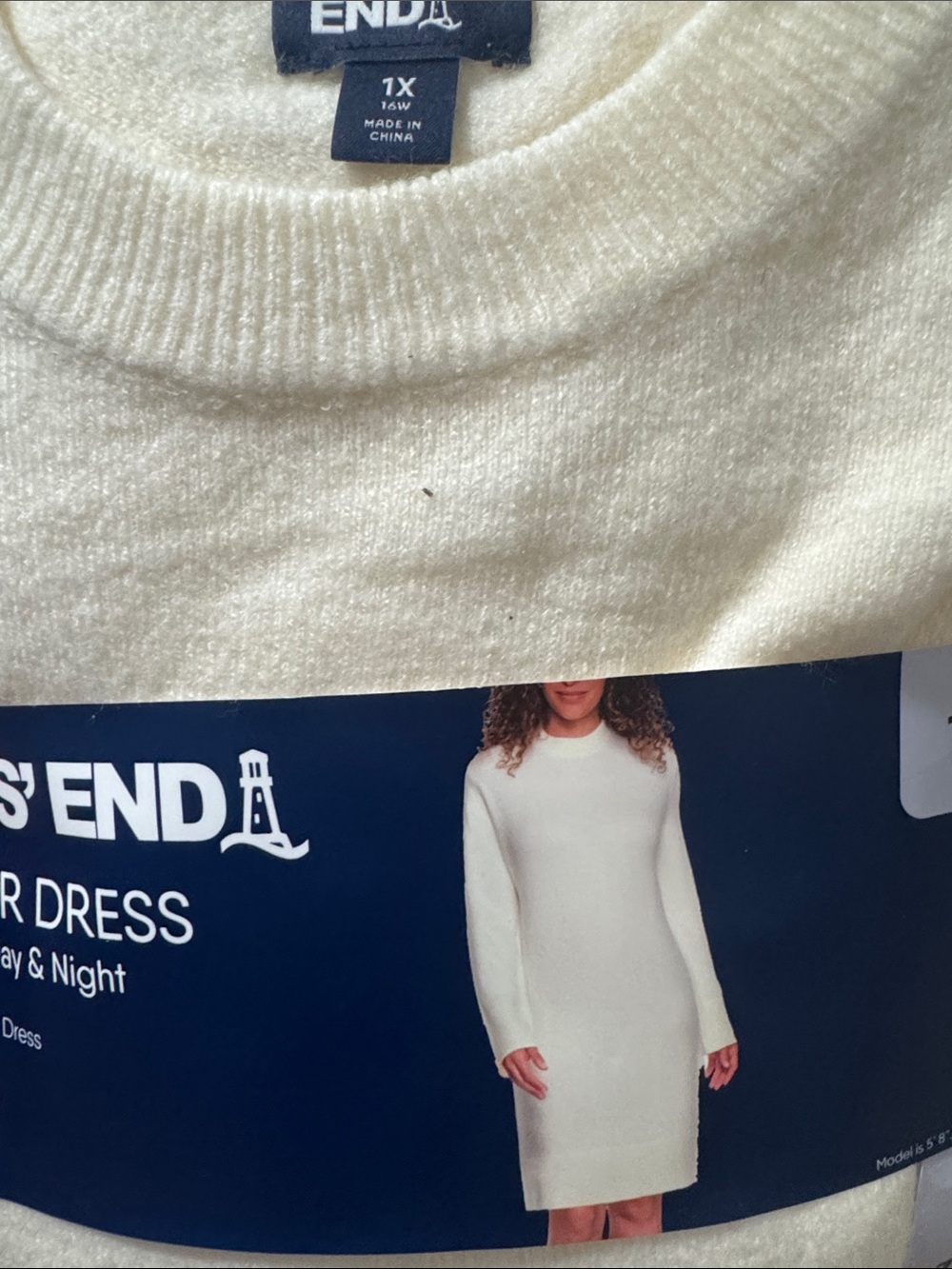 Lands' End Cream Sweater Dress